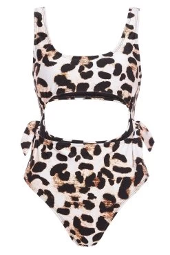 Leopard Print Cut Out Swimsuit