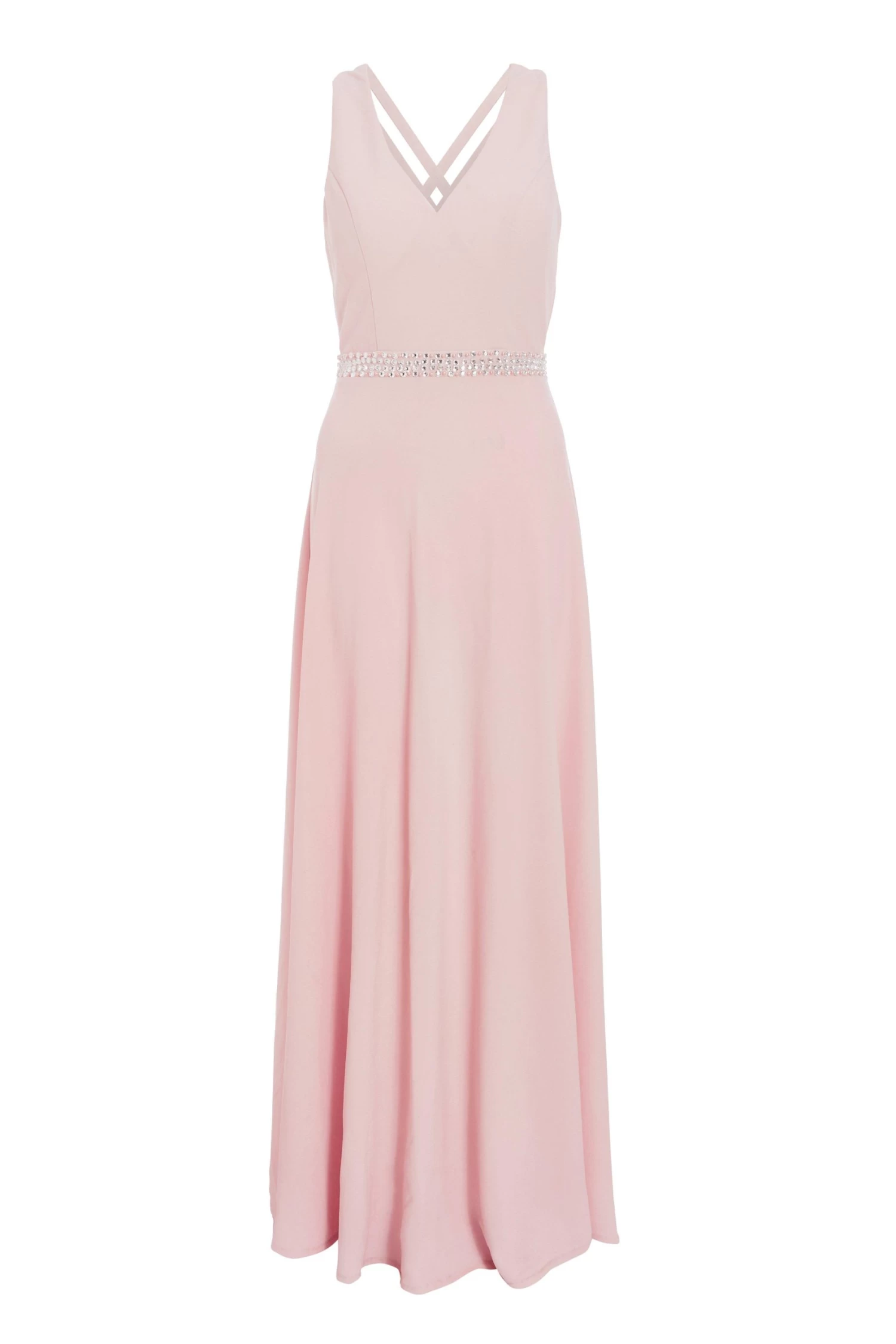 Pink Embellished Cross Back Maxi