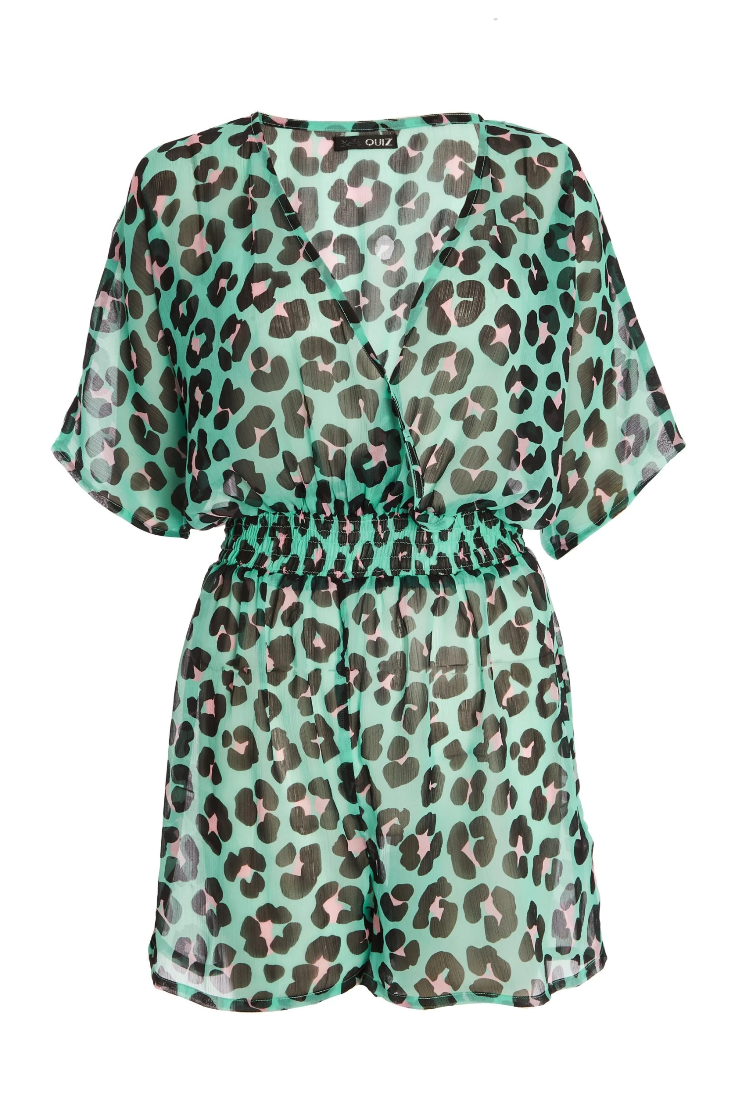 Green Leopard Print Playsuit