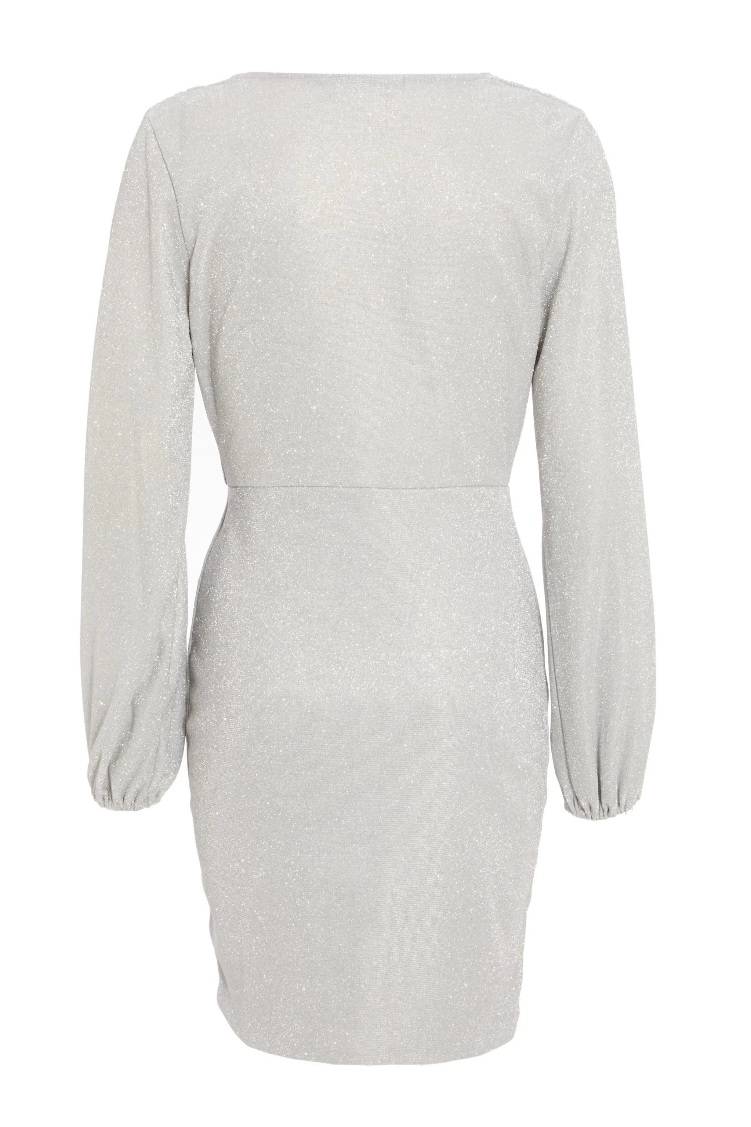 Silver Ruched Bodycon Dress - Image 5