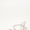 Wide Fit Silver Diamante Cross Strap Heels