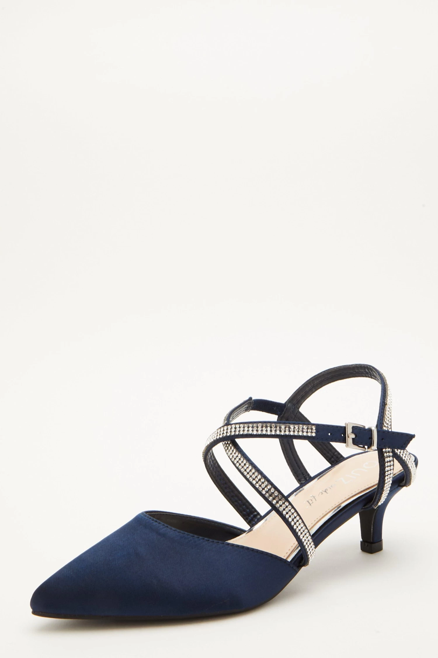 Wide Fit Navy Diamante Court Heels - Image 3