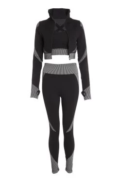 Grey Seamless 3 Piece Gym Set