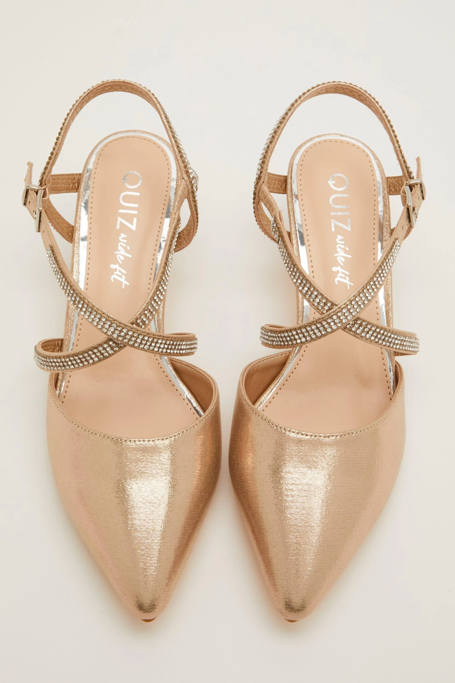 Wide Fit Gold Diamante Court Heels - Image 4