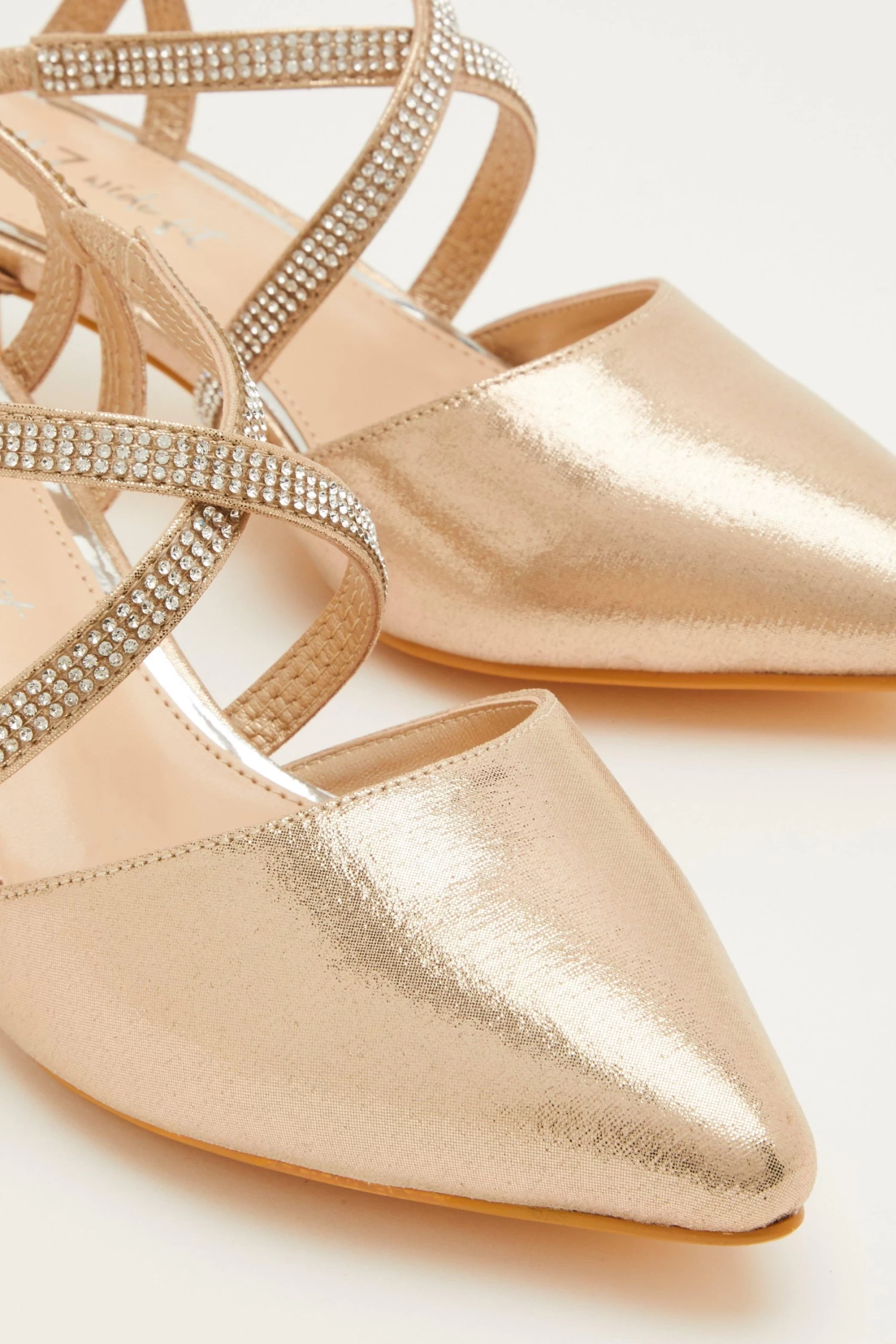 Wide Fit Gold Diamante Court Heels - Image 5