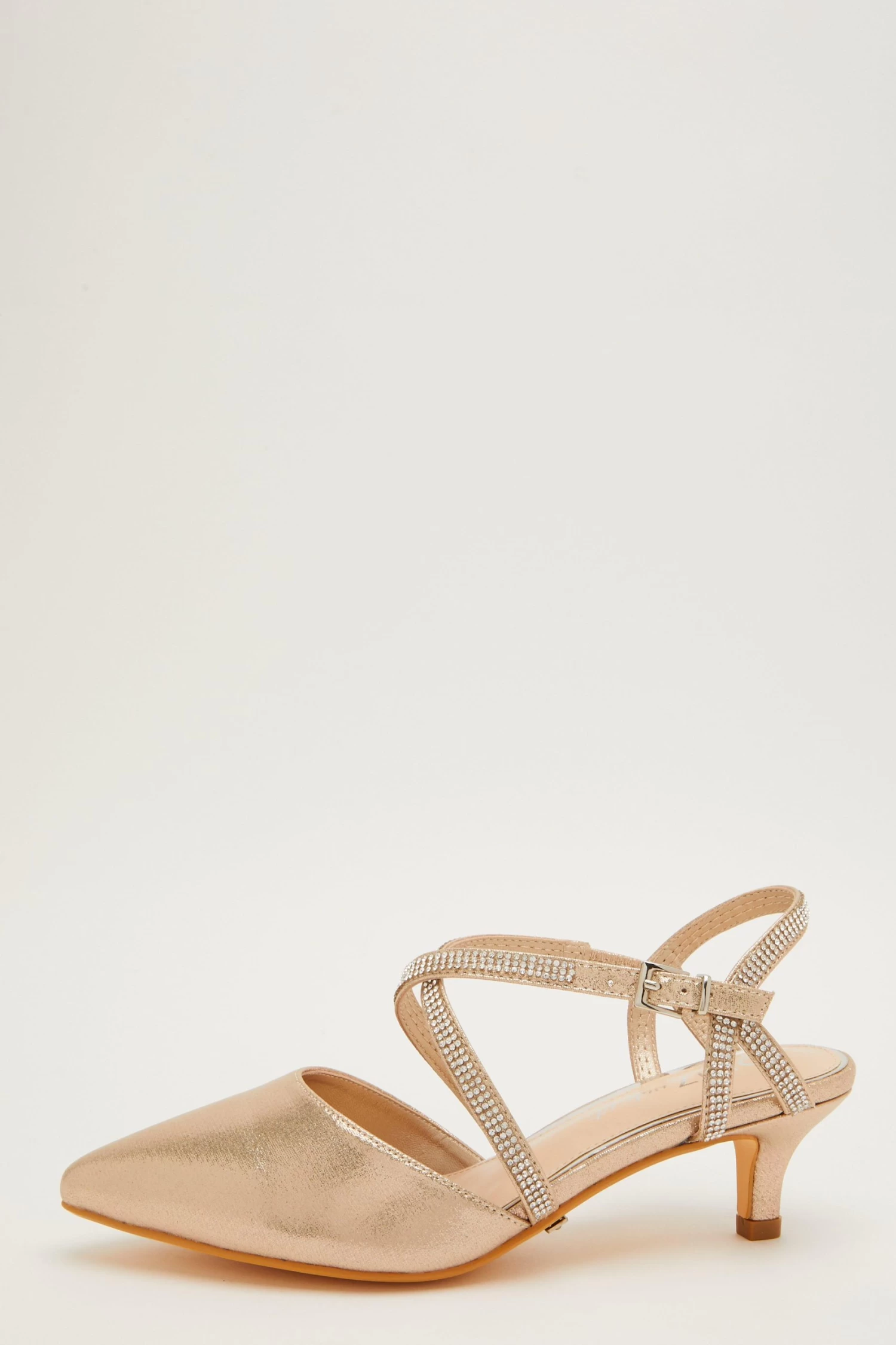 Wide Fit Gold Diamante Court Heels