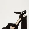 Black Faux Suede Platform Heeled Sandals