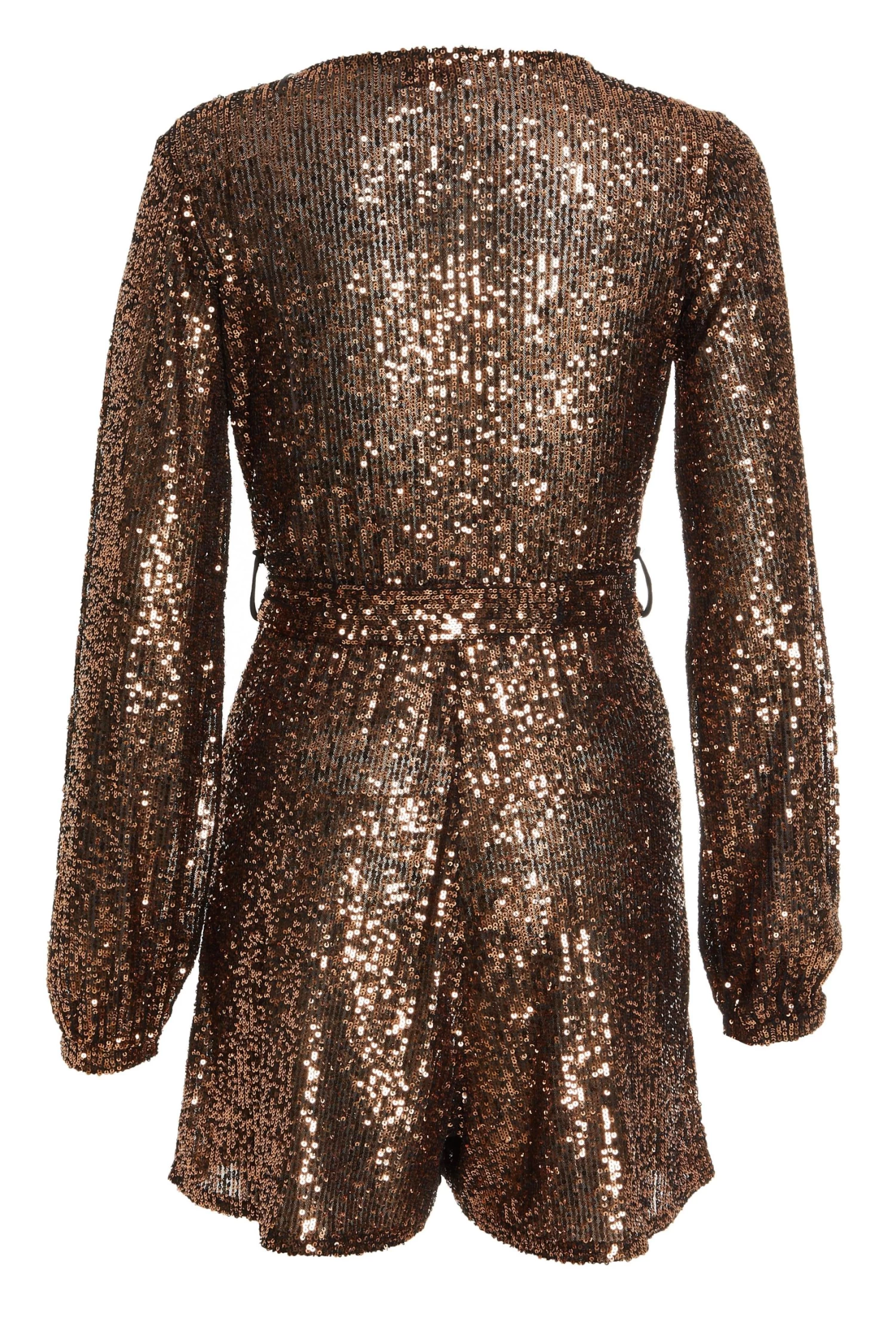 Bronze Sequin Wrap Playsuit - Image 5