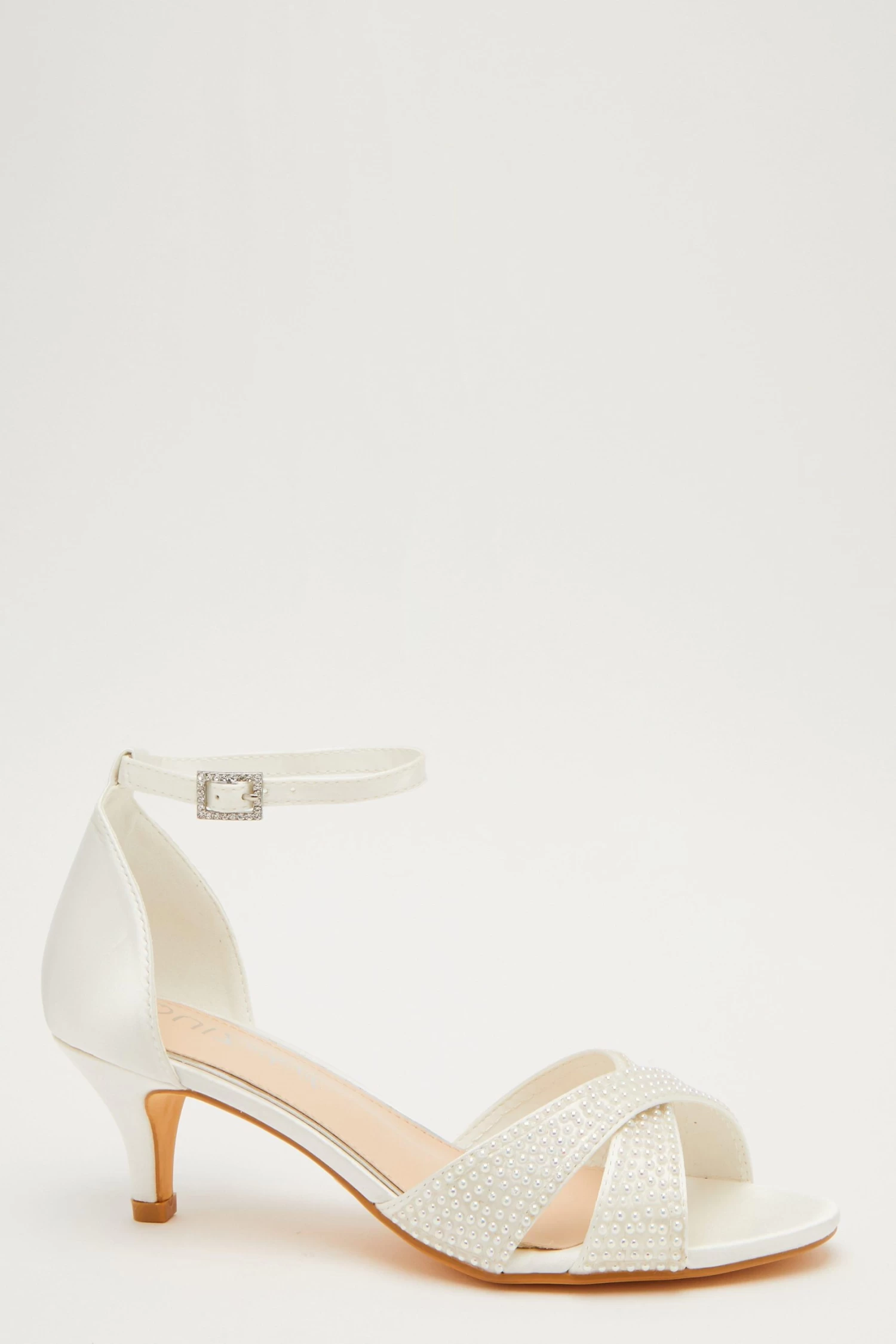 Bridal Wide Fit White Heeled Sandals - Image 2