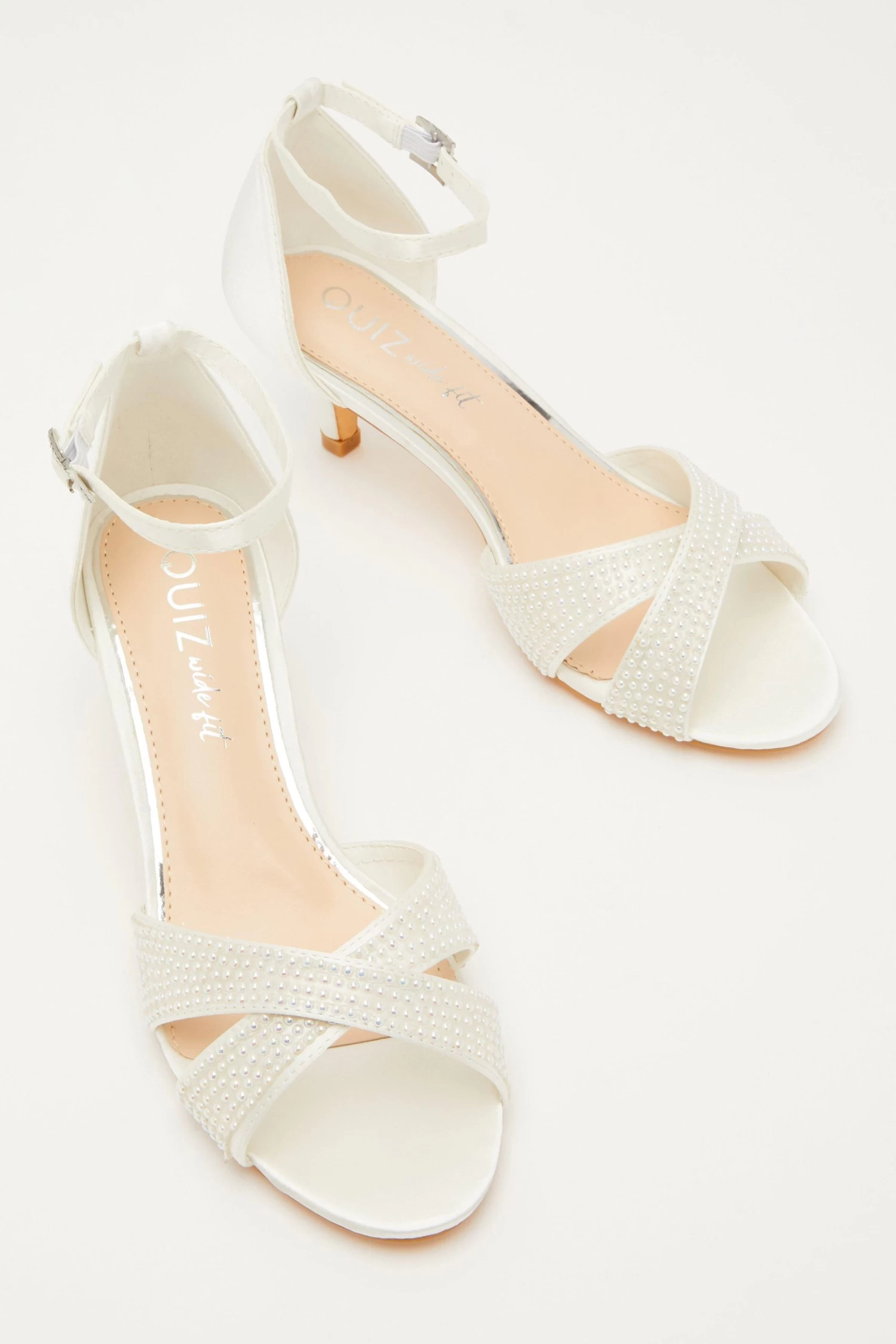 Bridal Wide Fit White Heeled Sandals - Image 4