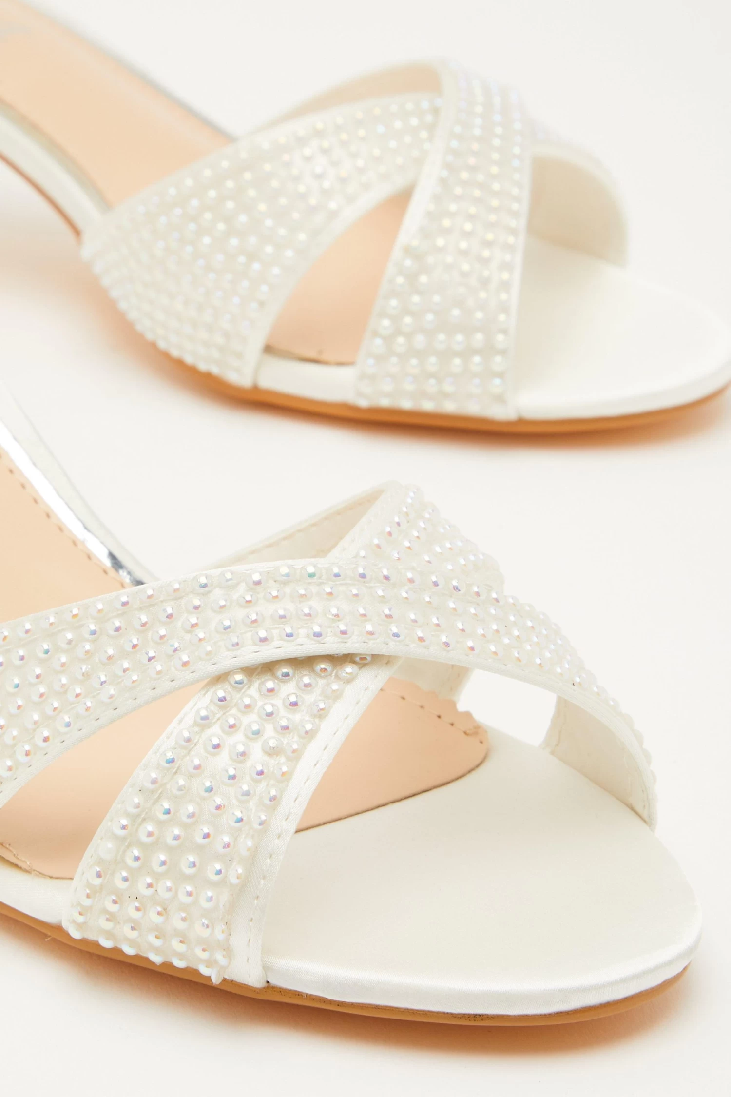Bridal Wide Fit White Heeled Sandals - Image 5