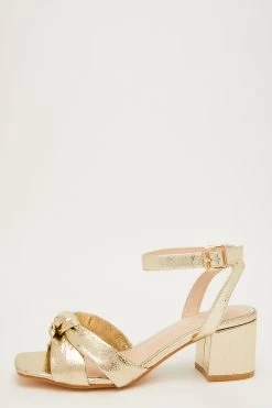 Wide Fit Gold Knot Heeled Sandals