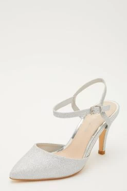 Wide Fit Silver Shimmer Court Heels