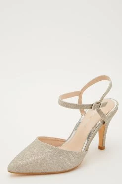 Wide Fit Gold Shimmer Court Heels