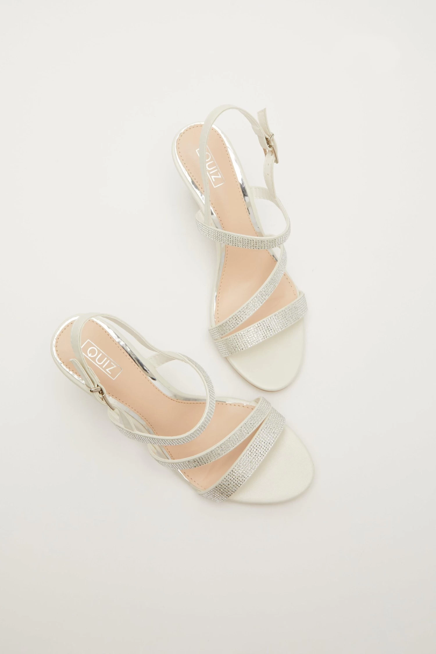 White Embellished Strappy Wedges - Image 4