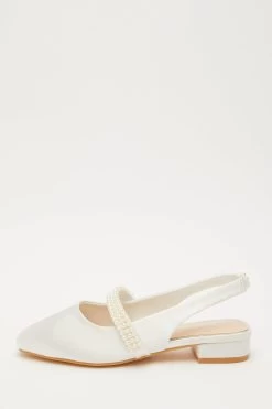 Bridal White Satin Pearl Pumps