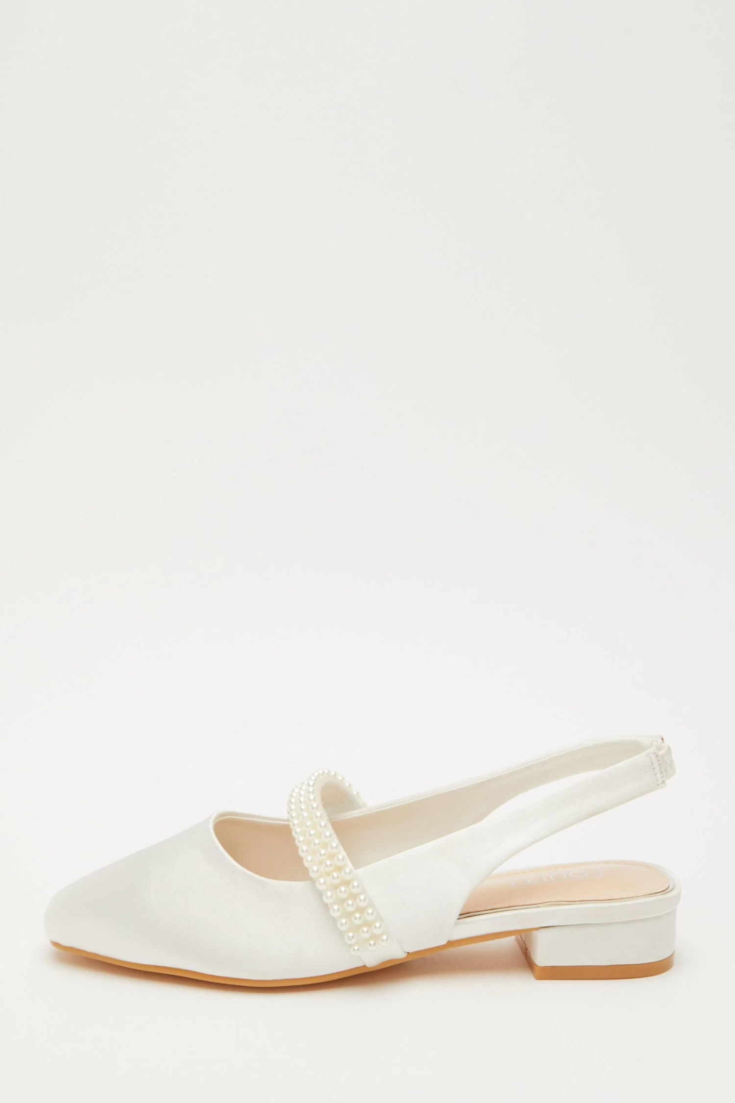 Bridal White Satin Pearl Pumps