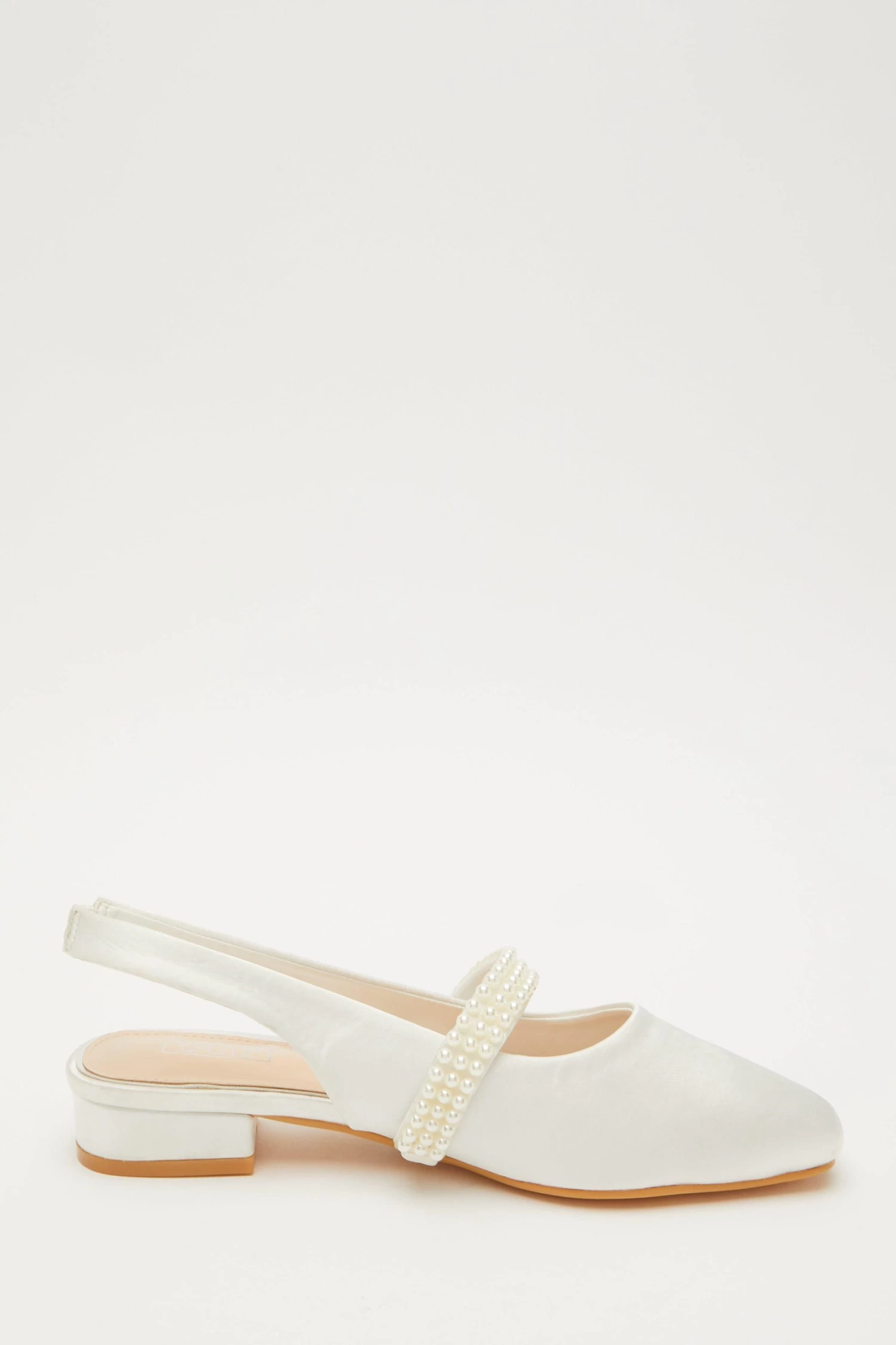 Bridal White Satin Pearl Pumps - Image 6