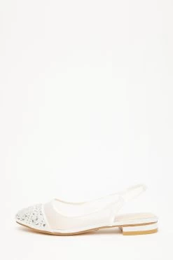 Bridal White Mesh Embellished Pumps