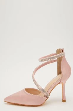 Pink Satin Asymmetric Court Heels