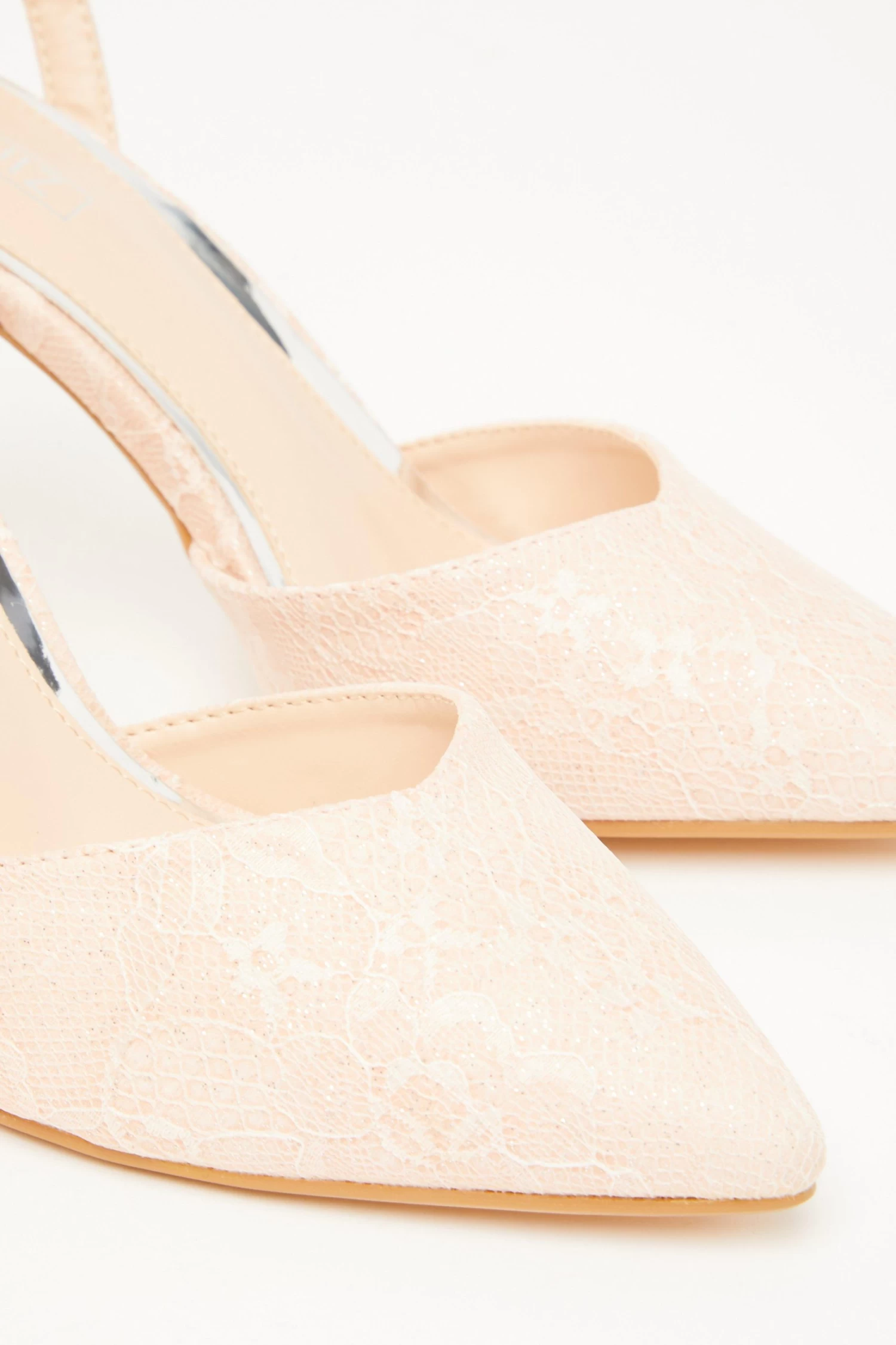 Pink Glitter Lace Court Heels - Image 5