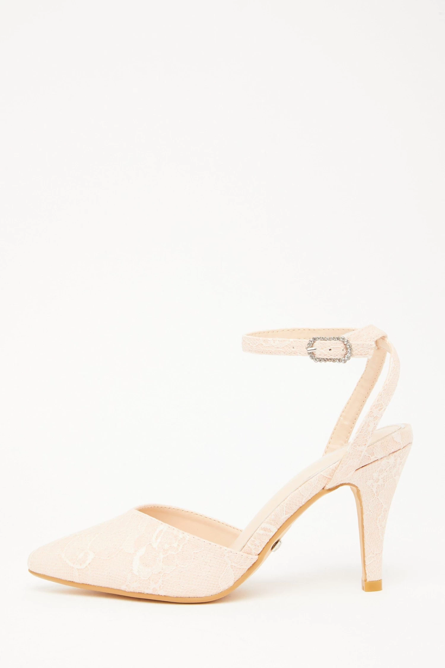 Pink Glitter Lace Court Heels