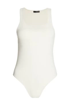 White Square Neck Bodysuit