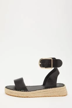 Black Faux Leather Flatforms