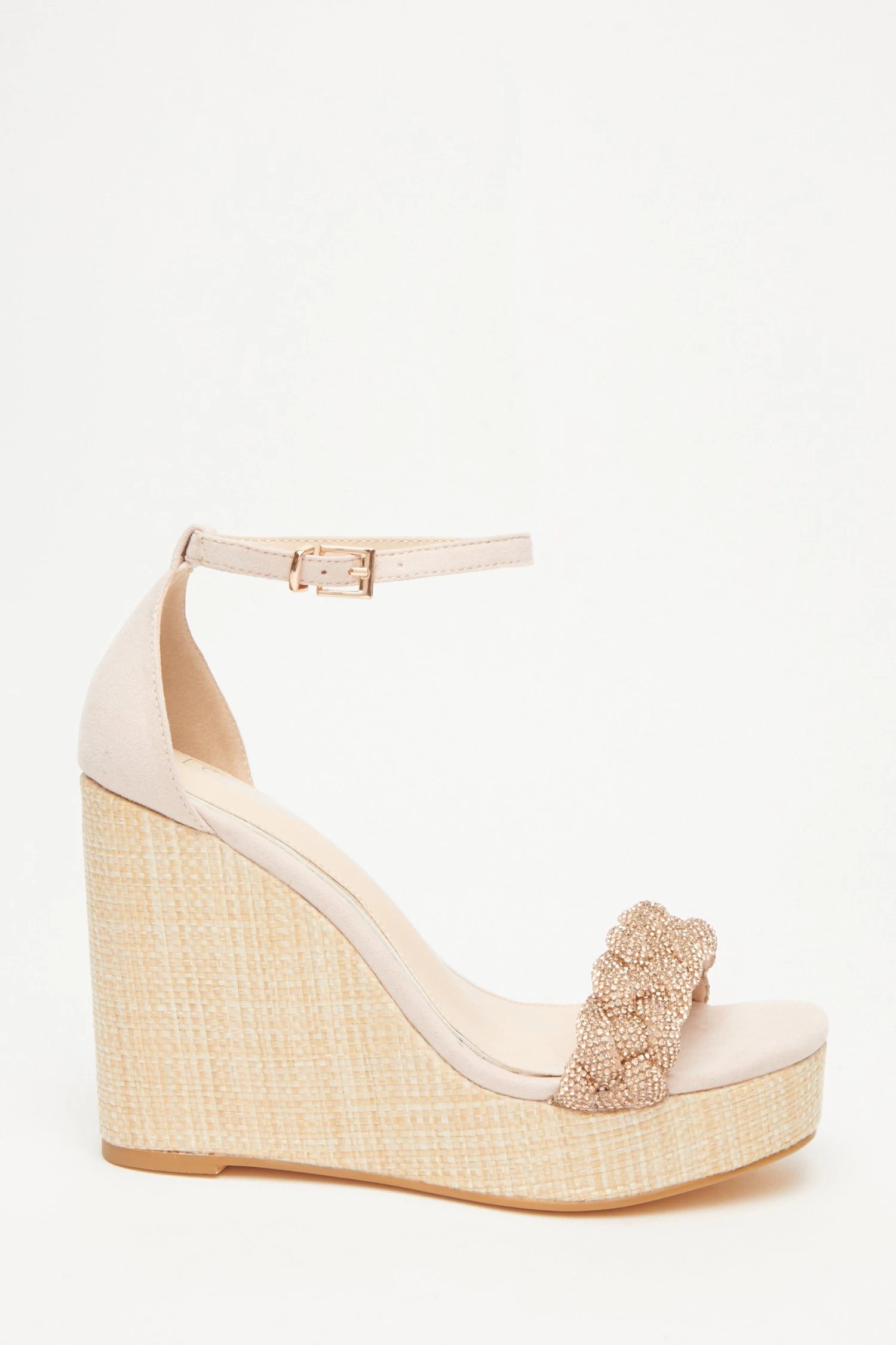 Blush Pink Embellished Pleat Wedges - Image 2