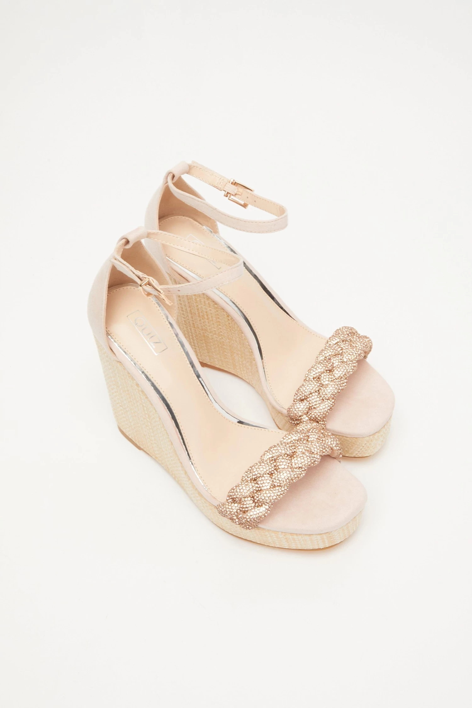 Blush Pink Embellished Pleat Wedges - Image 4