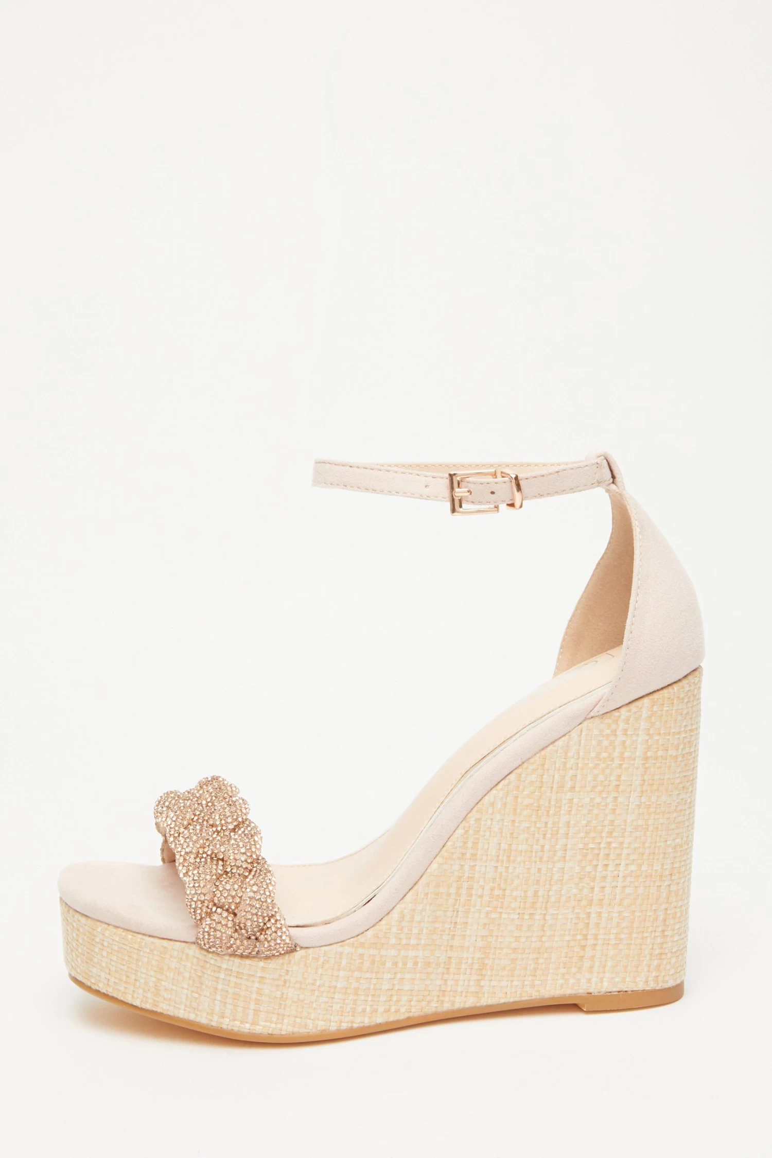Blush Pink Embellished Pleat Wedges