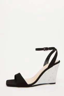 Black Diamante Wedges