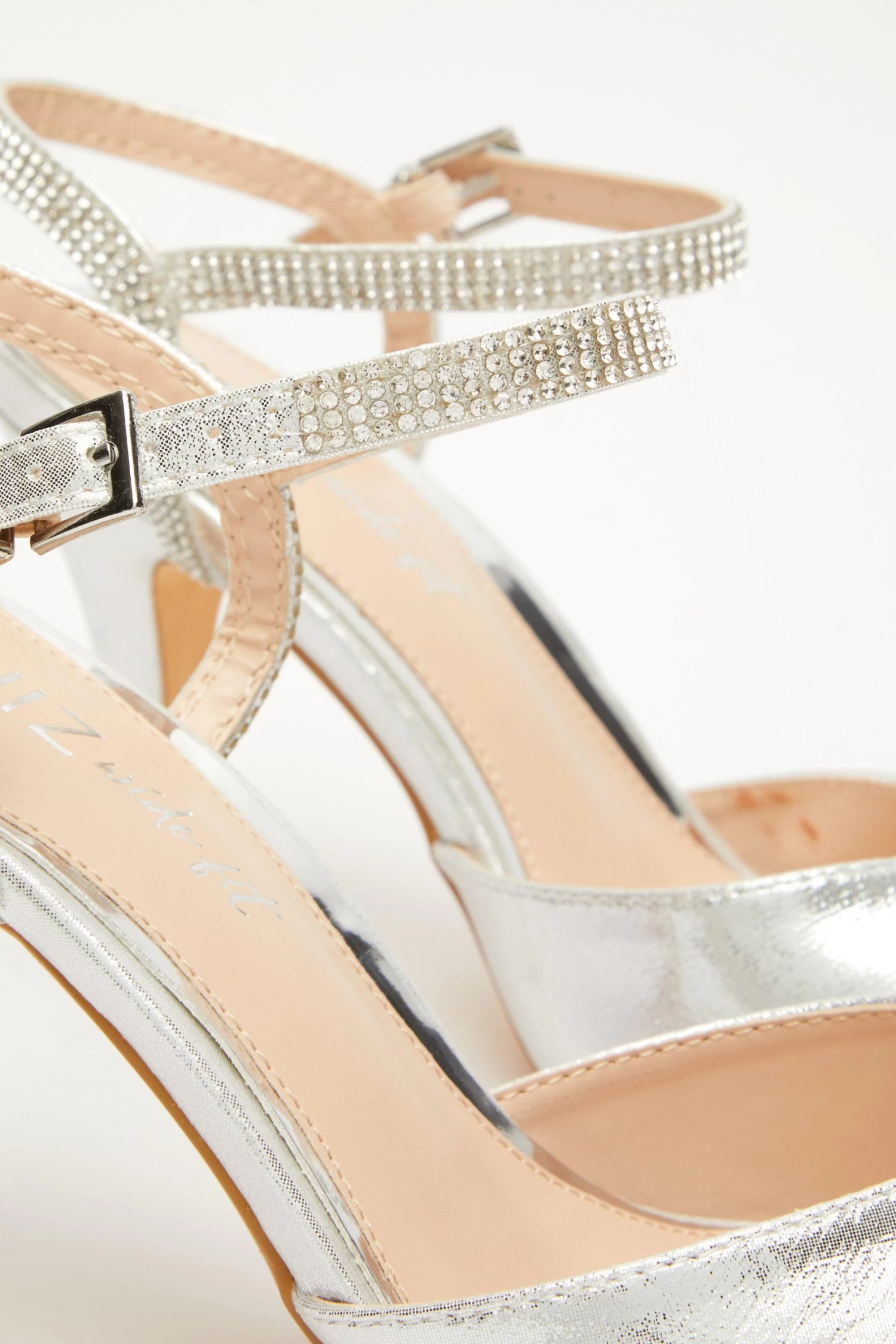 Wide Fit Silver Diamante Strap Court Heels - Image 5