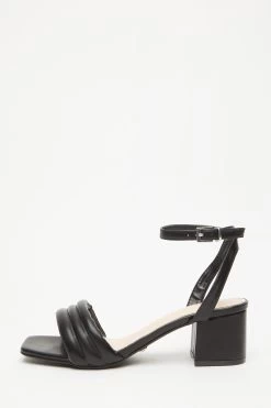 Wide Fit Black Block Heeled Sandals
