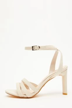 Wide Fit Nude Strappy Heeled Sandals