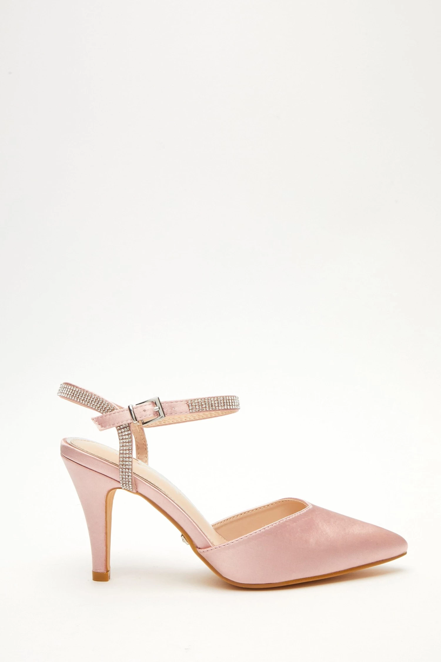 Wide Fit Pink Diamante Strap Court Heels - Image 2