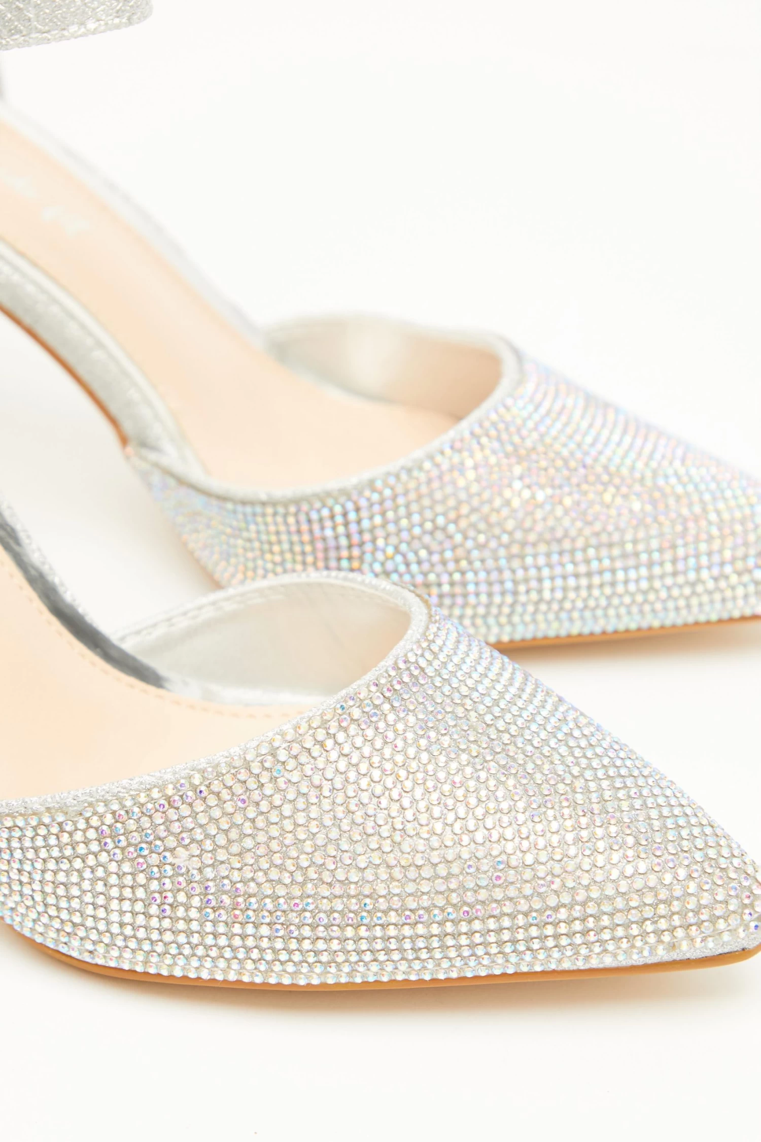 Wide Fit Silver Diamante Court Heels - Image 5