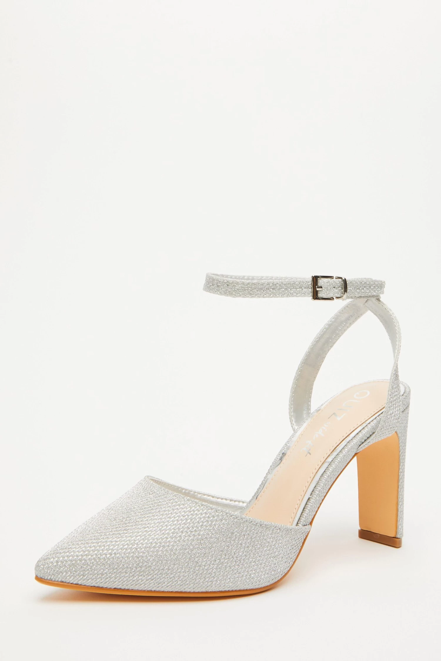 Wide Fit Silver Shimmer Court Heel - Image 3