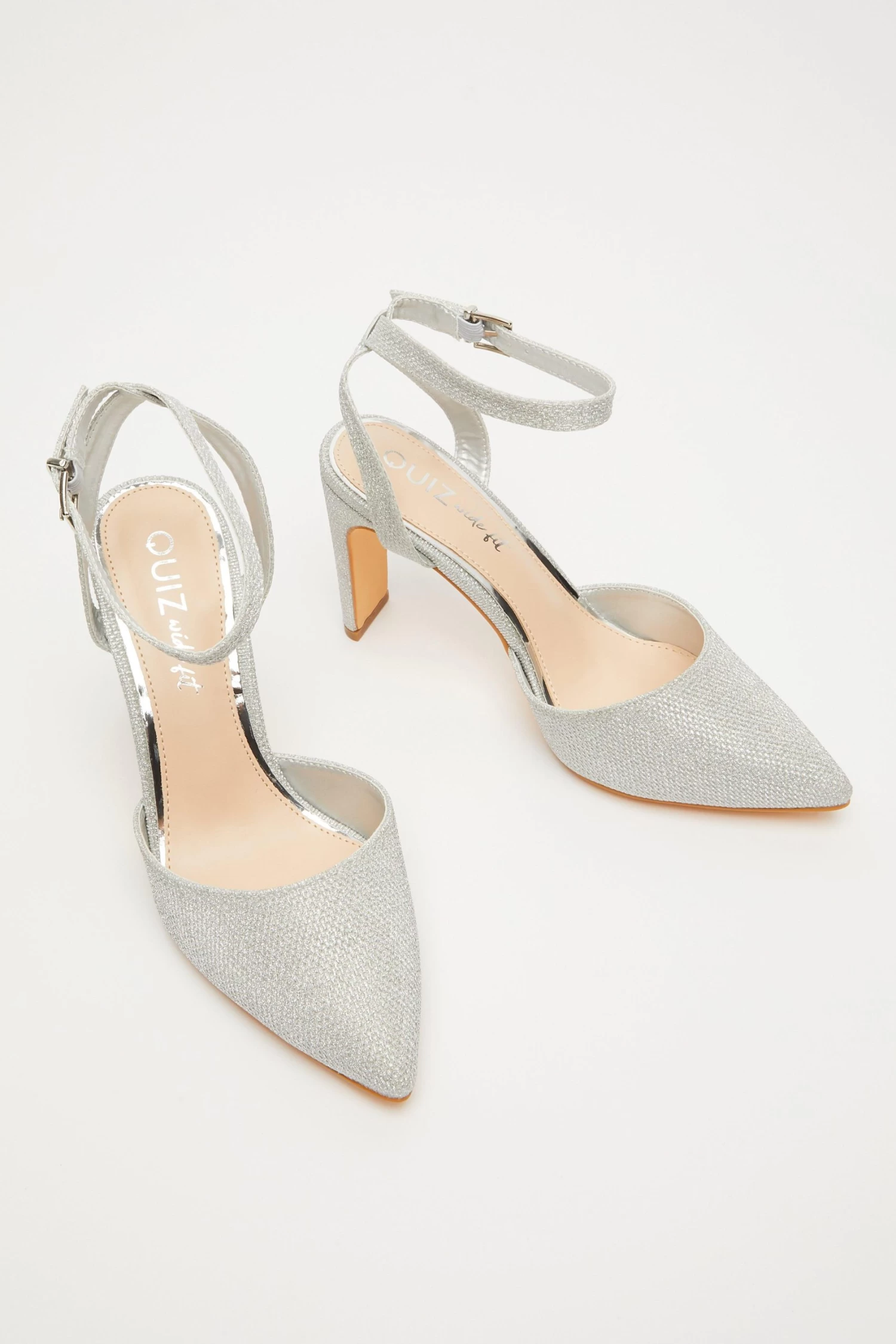 Wide Fit Silver Shimmer Court Heel - Image 4