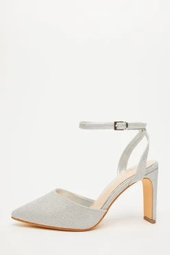 Wide Fit Silver Shimmer Court Heel