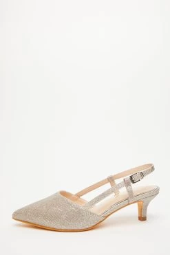 Wide Fit Gold Shimmer Low Court Heels