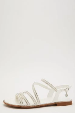 White Pearl Asymmetric Flat Sandals