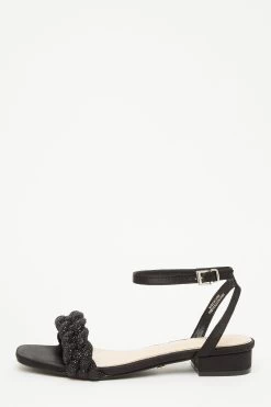 Black Pleated Flat Sandals