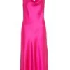 Hot Pink Satin Slip Midi Dress