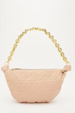 Nude Faux Leather Quilted Bag
