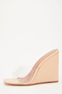 Nude Clear Mule Wedges