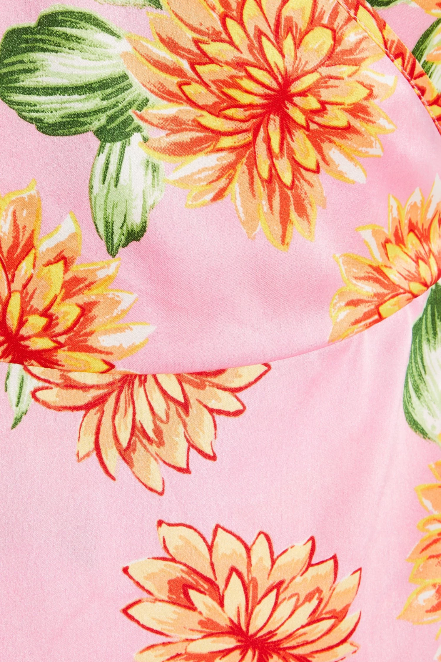 Pink Floral Satin Mini Skater Dress - Image 6