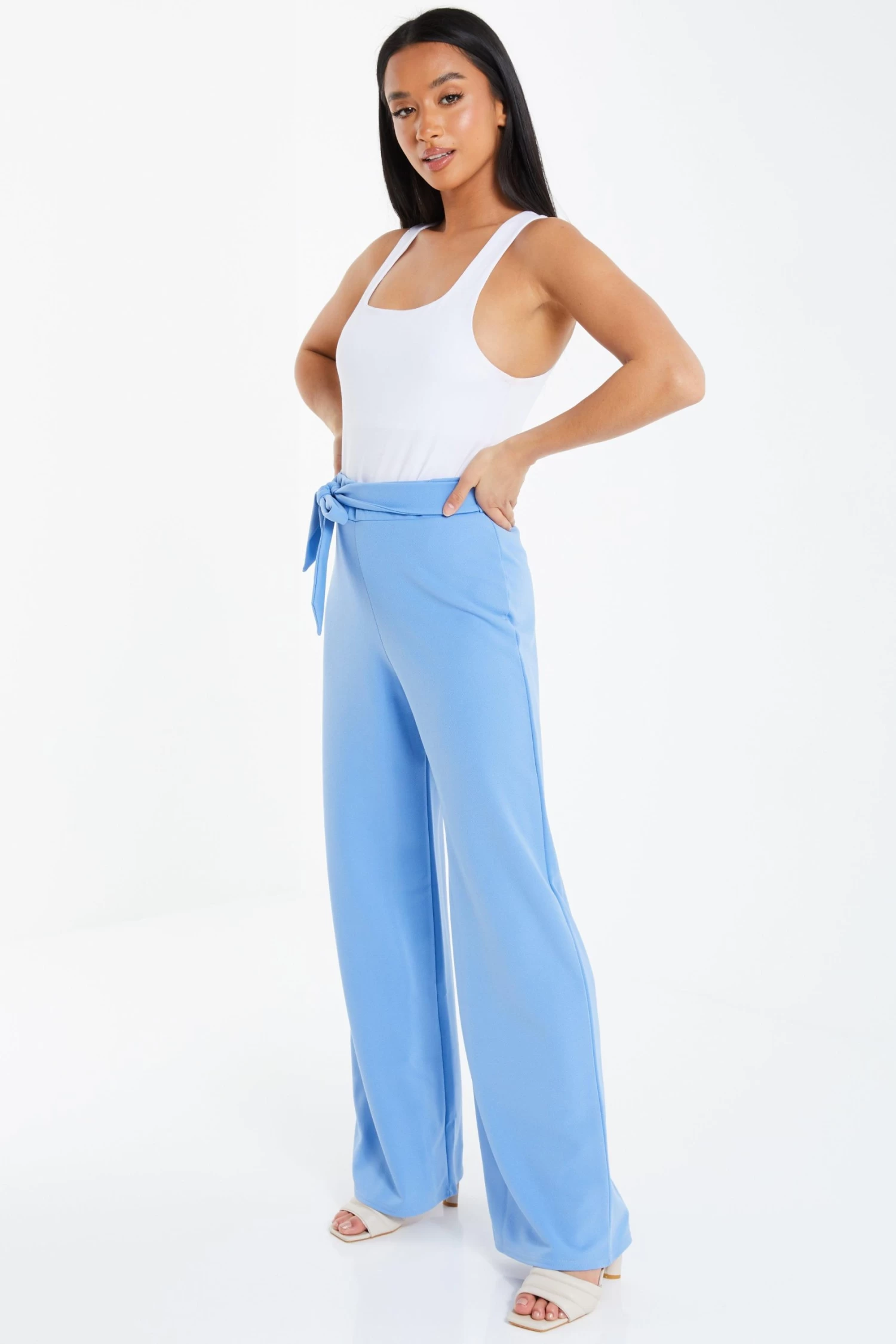 Petite Blue High Waisted Trousers - Image 4