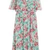 Curve Mint Floral Chiffon Wrap Dress