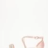 Pink Diamante Satin Cross Strap Flat Sandals
